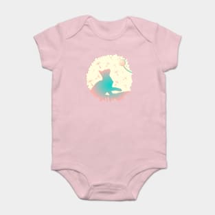 Playful Kitten Dandelion Color Silhouette Baby Bodysuit